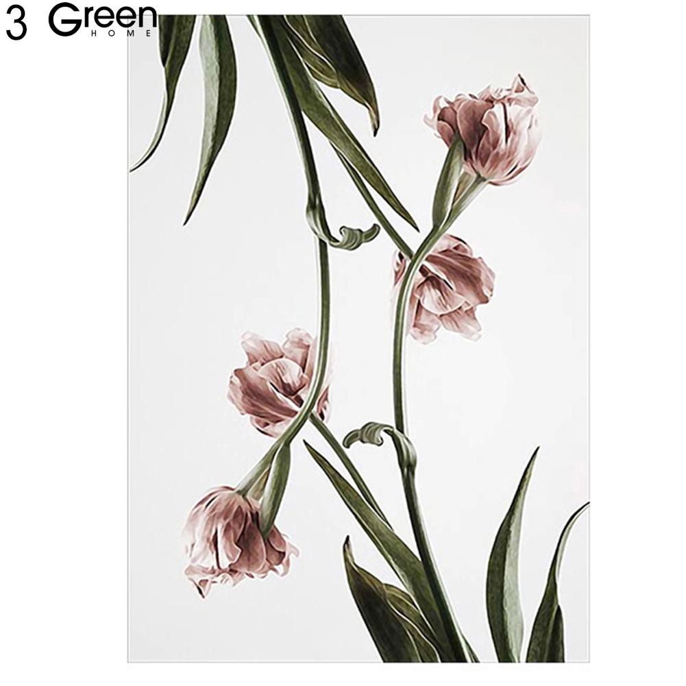 Greenhome Elegan Hijau Tanaman Bunga Dinding Lukisan Dekorasi
