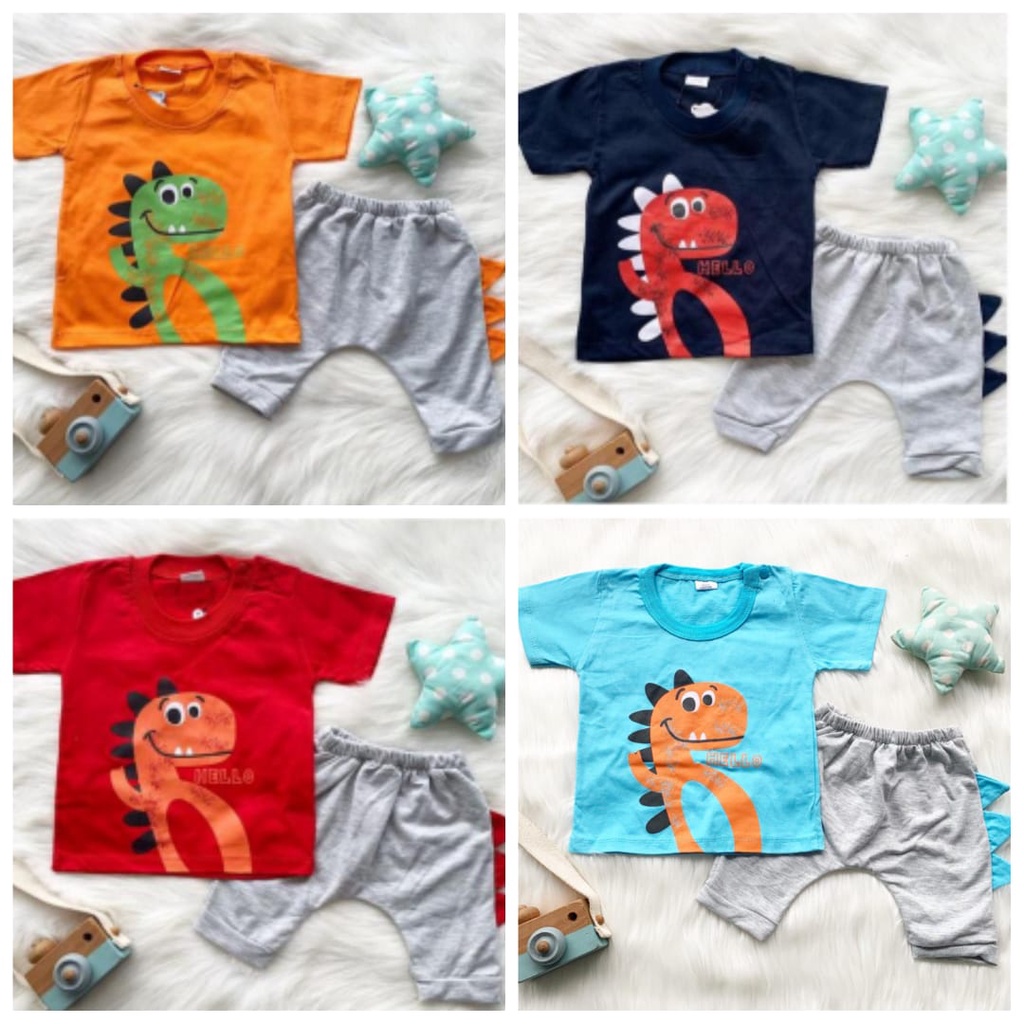 HELLO DINO NEWBORN TEE Set ANAK KAOS BABY