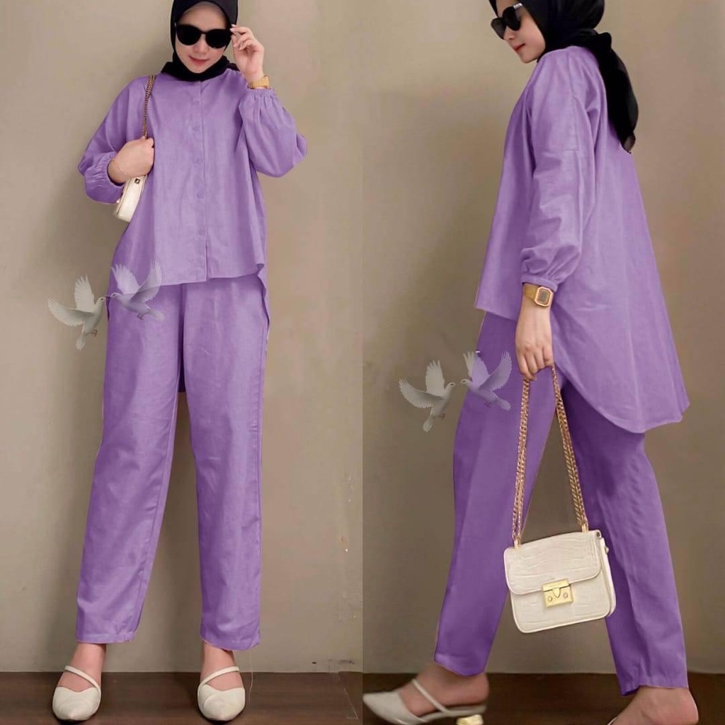 Fashion Store - Pakaian Set Wanita Terbaru Nikyta Fh Realpict L Fit To XL Lilac