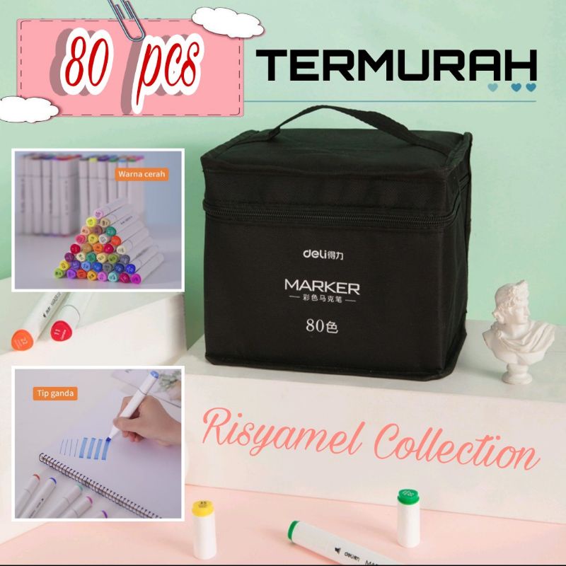 

80 SPIDOL ALCOHOL MARKER DELI Dual Tip Anime Manga Illustrator Journaling Architecture Student Professional Diskon Kado Ramadhan Lebaran 2025 menulis garam ruqiah