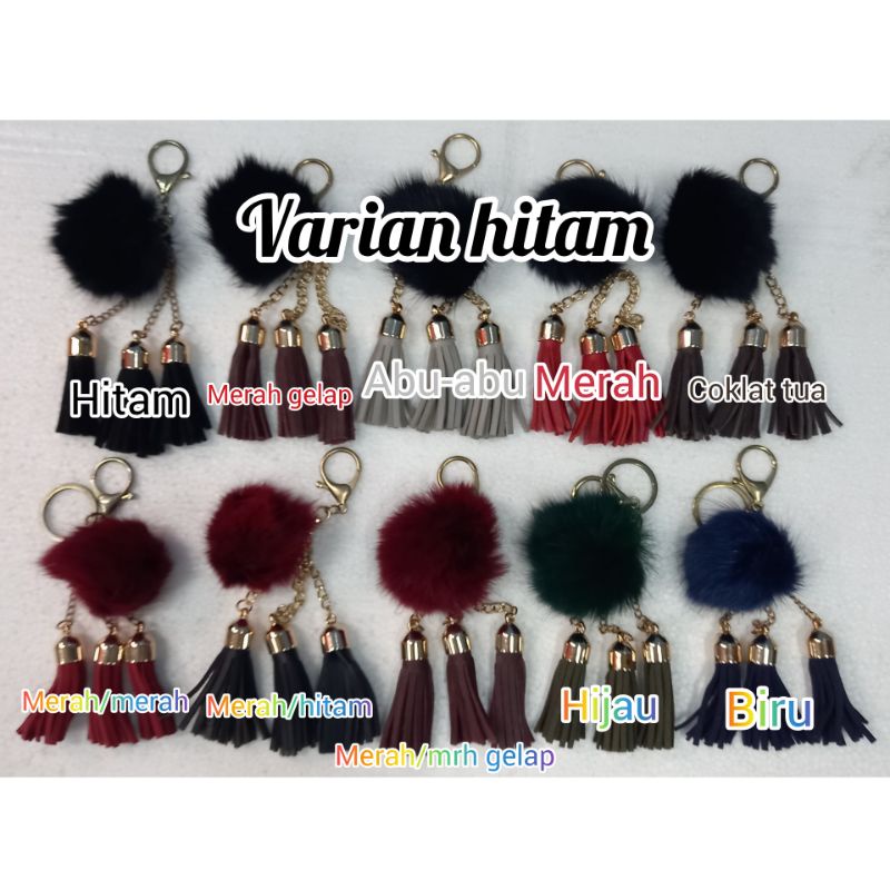 gantungan kunci/aksesoris tas import bulu-bulu