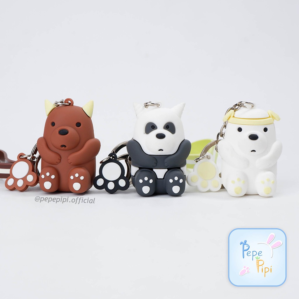 Gantungan Kunci Devil WBB We Bare Bear Keychain Karet Silikon Ganci Tas Beruang Panda Grizzly Ice