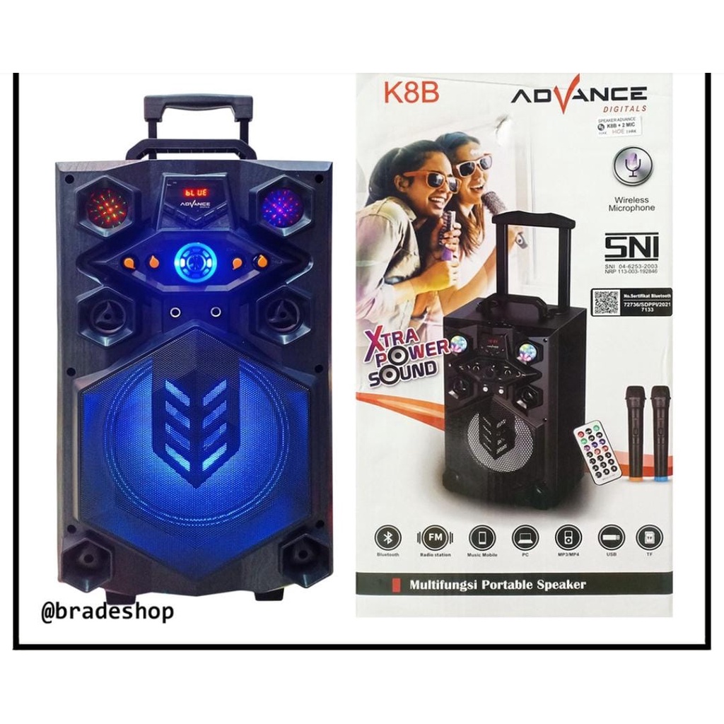 Speaker Portable GMC 899P Bluetooth Karaoke 2 Mic Wireless High Power-K8B