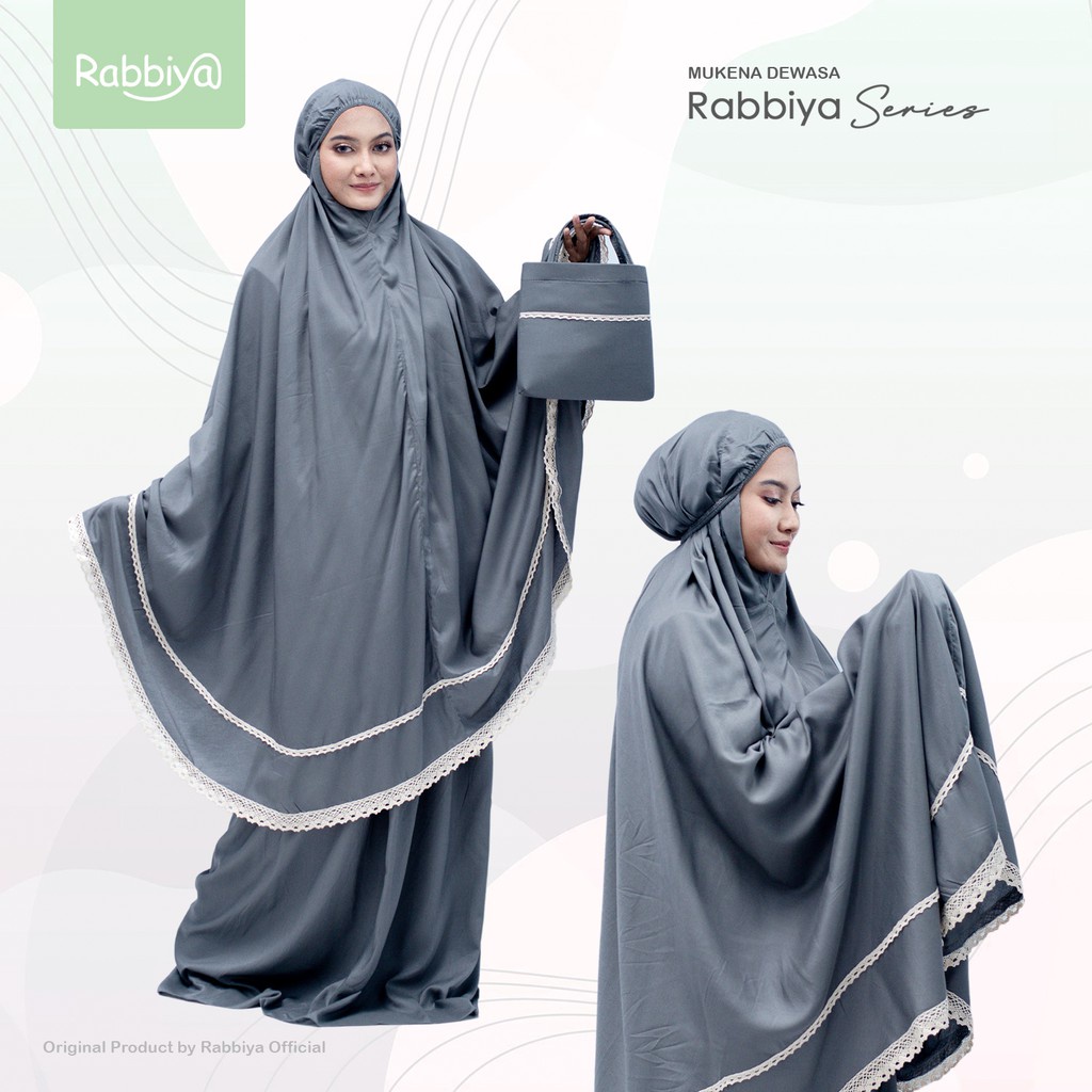 MUKENA KATUN RAYON DEWASA RABBIYA SERIES MOTIF RENDA POLOS