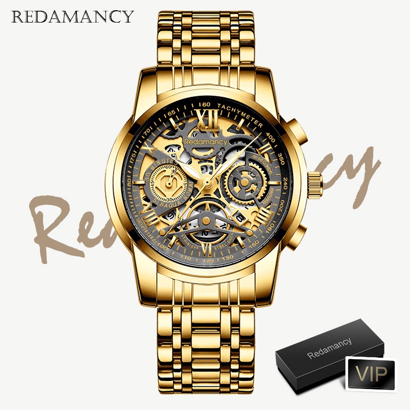 Redamancy Original Jam Tangan Pria Anti Air Watch Luxury Arloji bisnis Stainless Steel
