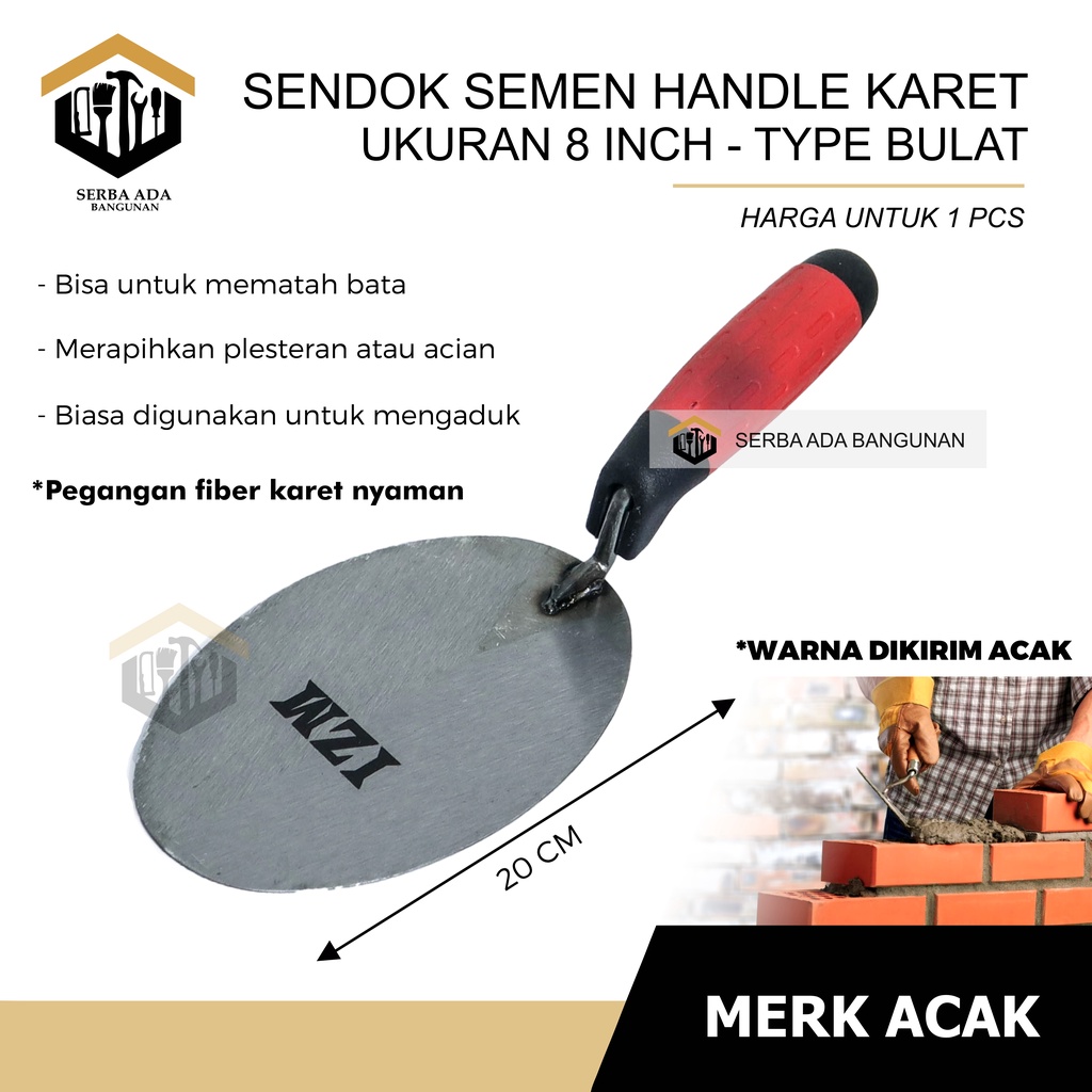 SENDOK SEMEN  KOMPLIT / LANCIP /  BULAT / GAGANG KAYU / FIBER 6” 7” 8” INCH SUPER TEBAL