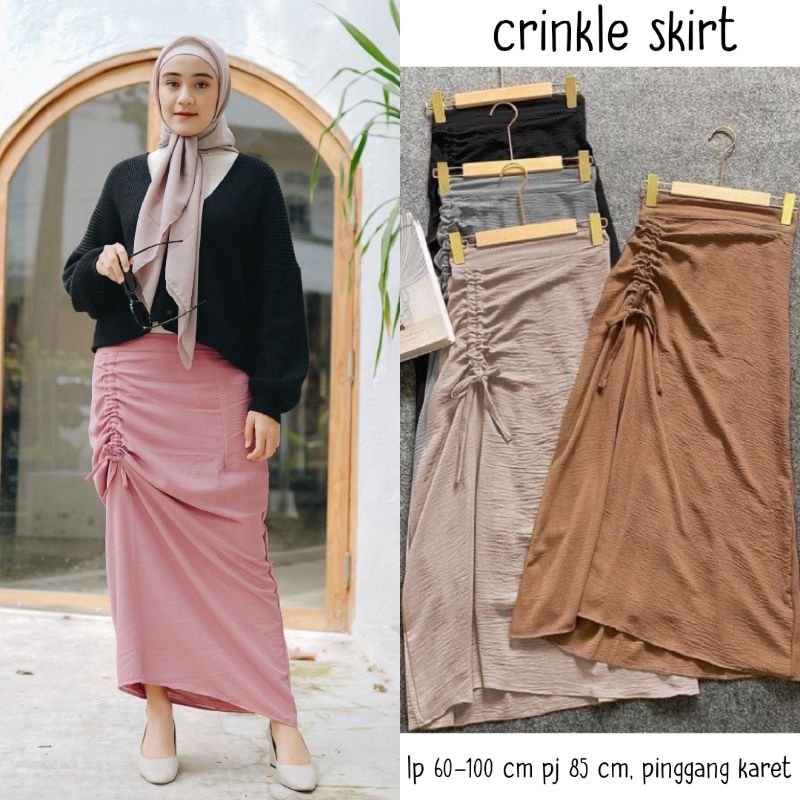 Crinkle Skirt - Rok Polos Bahan Crinkle
