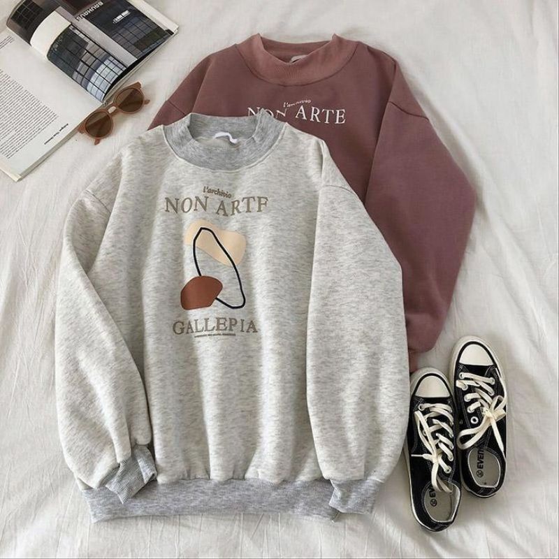 Jaket  sweater Crewneck oversize pakaian pria wanita Outerwear Korean Style NON ARTE kekinian