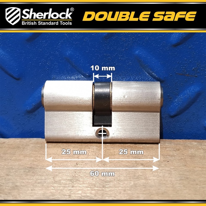 Silinder Kunci Pintu Double Safe Sherlock (Anti Duplikat) Brass 60 mm