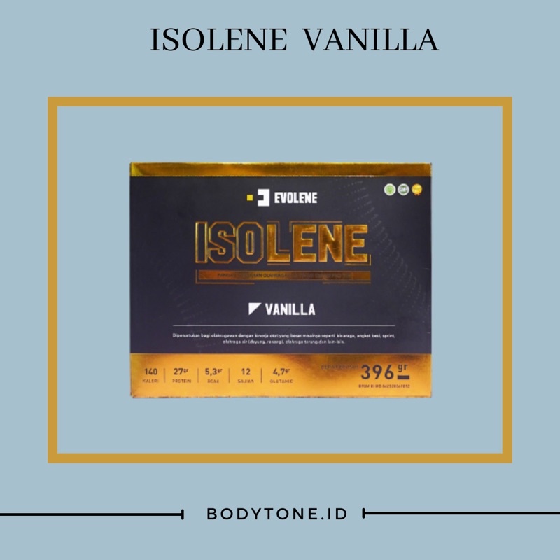 

ISOLENE EVOLENE WHEY PROTEIN 12 SACHETS RASA VANILLA 100% ORIGINAL AGEN RESMI SUKOHARJO BPOM HALAL