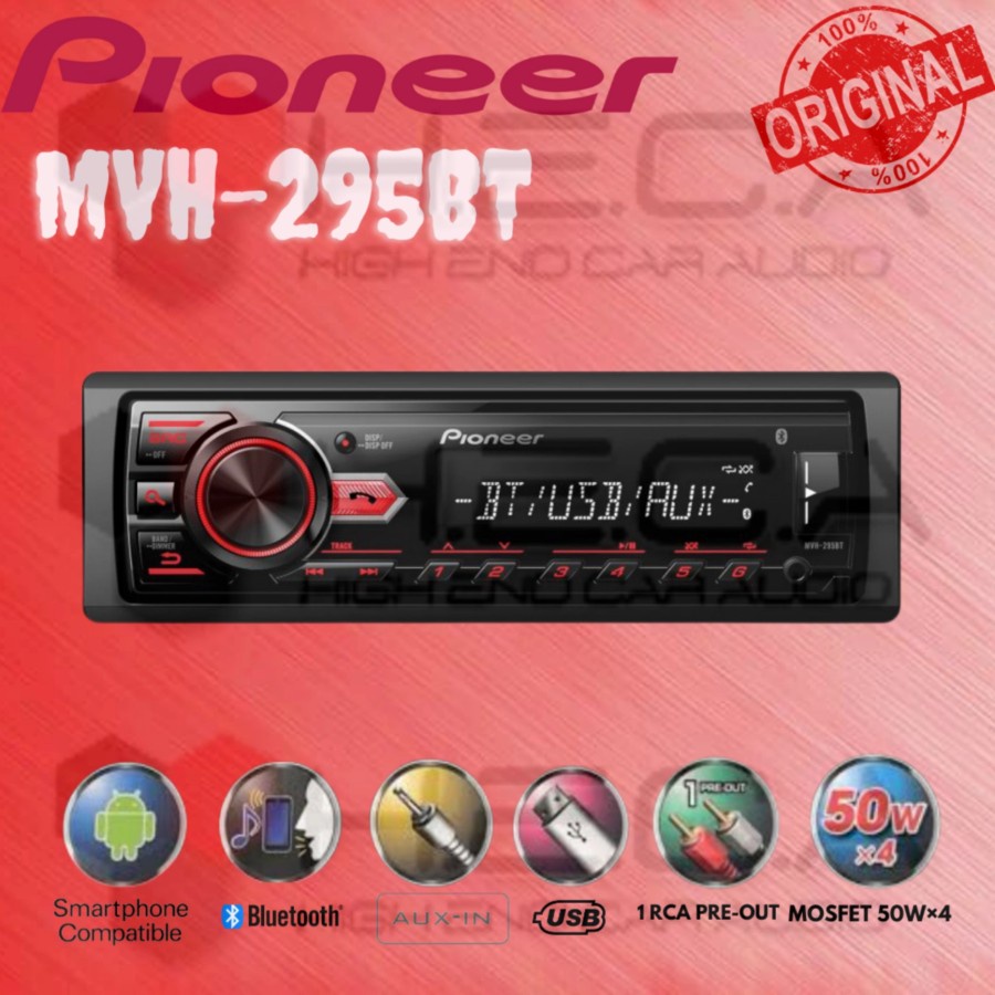 PIONEER MVH-295BT Single Din USB Radio Bluetooth Head Unit Tape Mobil
