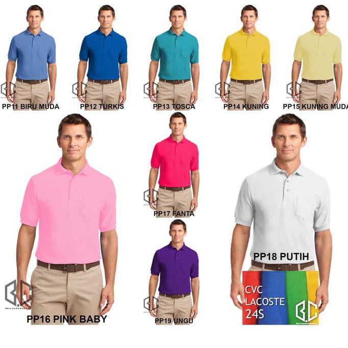 promo baju kaos kerah poloshirt casual lacoste pique / polo shirt polos - biru muda, s terbaru