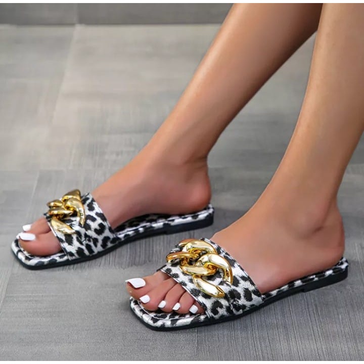 Sandal Slop Wanita Teplek MOTIF RANTE high Quality