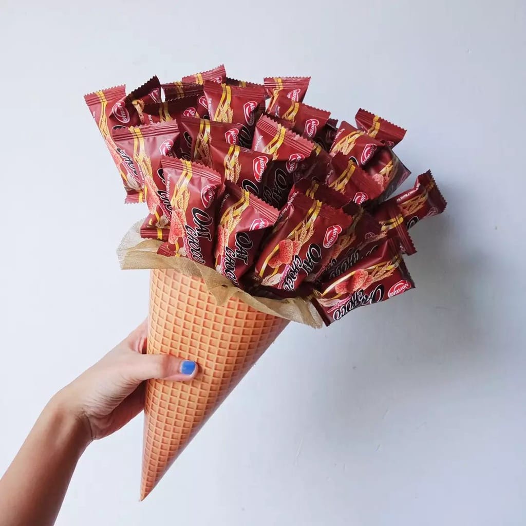 

Buket Snack model Cone oat choco isi 25 pcs