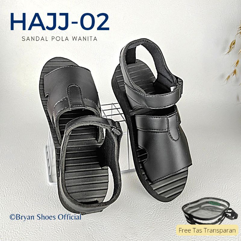 02 BRYAN KRN Sepatu Sandal Haji Umroh Putih Gunung Size 36-40 41 42 43 Hitam (Pola Kecil Wanita)