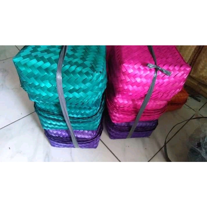HALODUL [ READY ] BESEK BAMBU WARNA | KOTAK NASI | BESEK NASI CATERING UKURAN 18 X 18 CM  BS 10