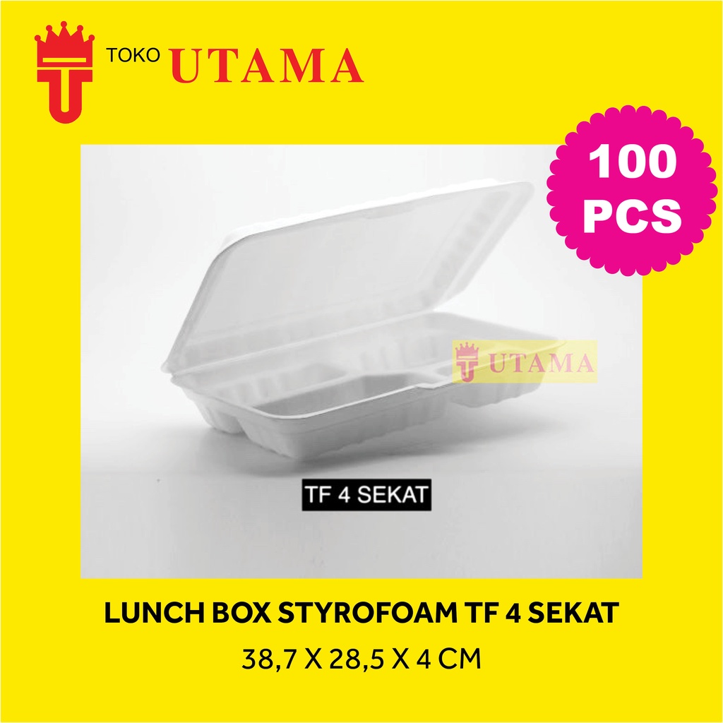 TF 4 Sekat Kotak Makan Lunchbox Styrofoam Gabus