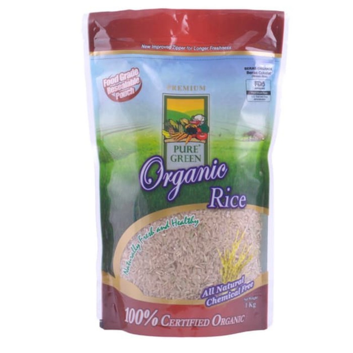 

Beras coklat organik Pure Green organic brown rice 1kg