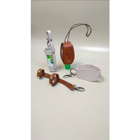 Leather hand sanitizer holder cover sarung kulit sapi asli grafir nama custom detol
