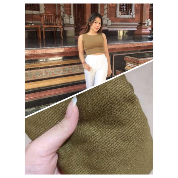 clara crop rib tank top by atc // real pic-plantantion