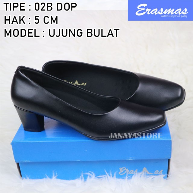 Sepatu Dinas PDH Kantor Bulat 02B Erasmas Persit Bhayangkari Polwan PNS Hak 5cm