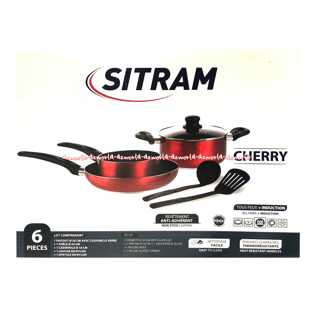 Sitram Cherry Set Panci dan Spatula 6pcs Perlengkapan Masak