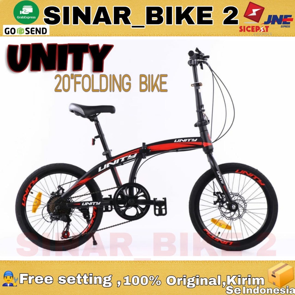 Sepeda Lipat 20 Inch UNITY Rem Cakram 7 Speed