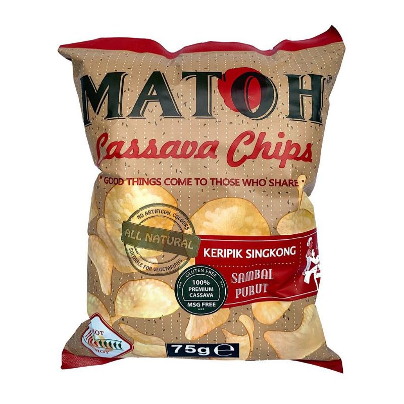 Matoh Cassava Chips - Keripik Singkong SAMBAL PURUT Gluten Free &amp; Non Msg 75 g