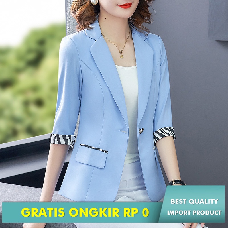 Blazer Wanita  Semi   New 7 Lengan Splicing Kecil Korea Slim Menyesuaikan Kasual pendek Coat  Top Im