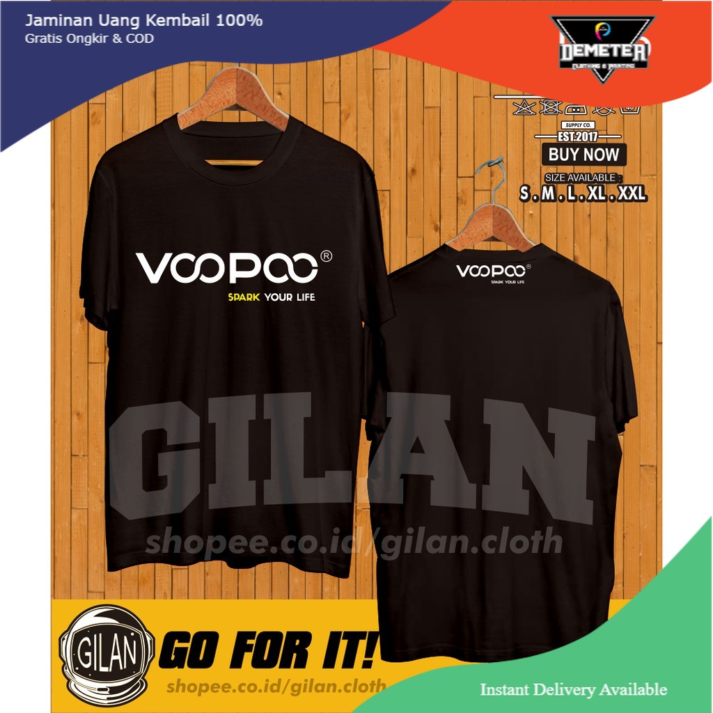 Kaos Baju Voopoo Spark Your Life Vape Logo - Gilan Cloth