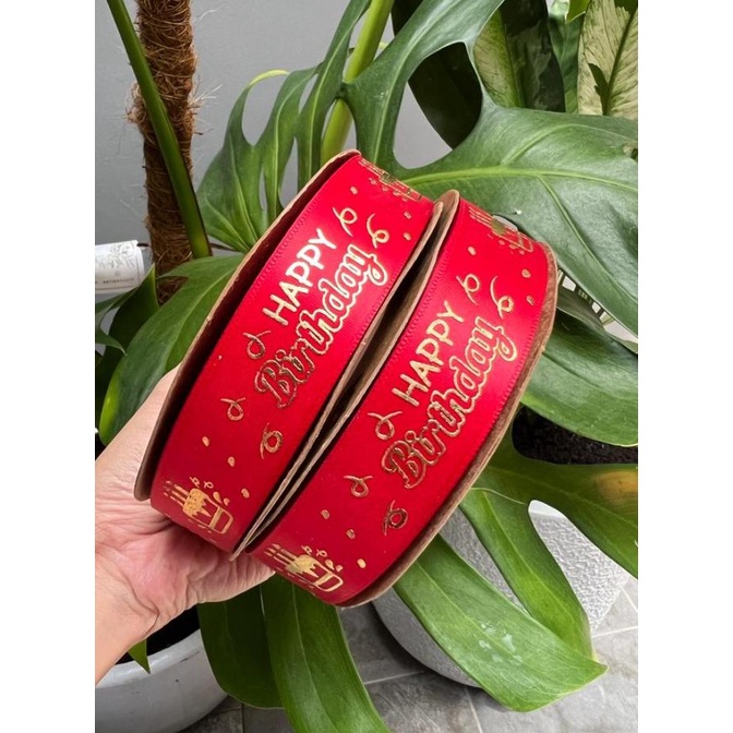 

Sale!!! Pita Satin Happy Birthday Gambar Ulang Tahun Pita Kado P:46M, L: 2.5Cm - Paling Dicari