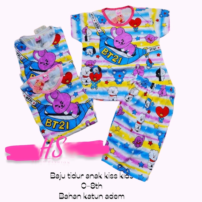 PIYAMA HOTPANT LINE BT21 RAINBOW/PIYAMA ANAK/BAJU TIDUR