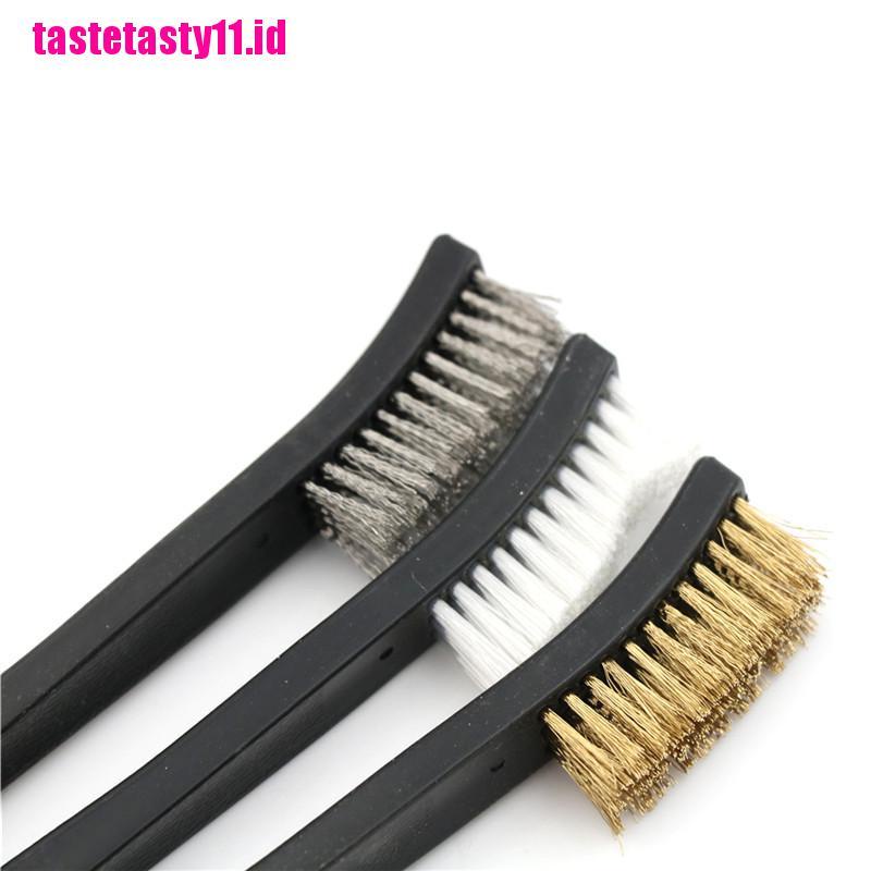 【TTID】3pcs Mini Stainless Steel Brass Nylon Wire Brush Set Cleaning Polish Tool