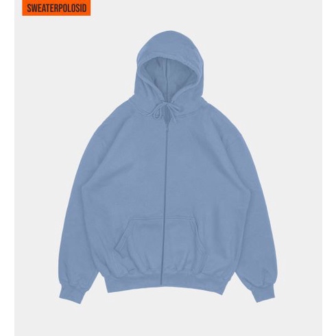 SWEATERPOLOSID  Hoodie Zipper Size M - XXL ( Pria & Wanita ) (Polos)-STEEL BLUE