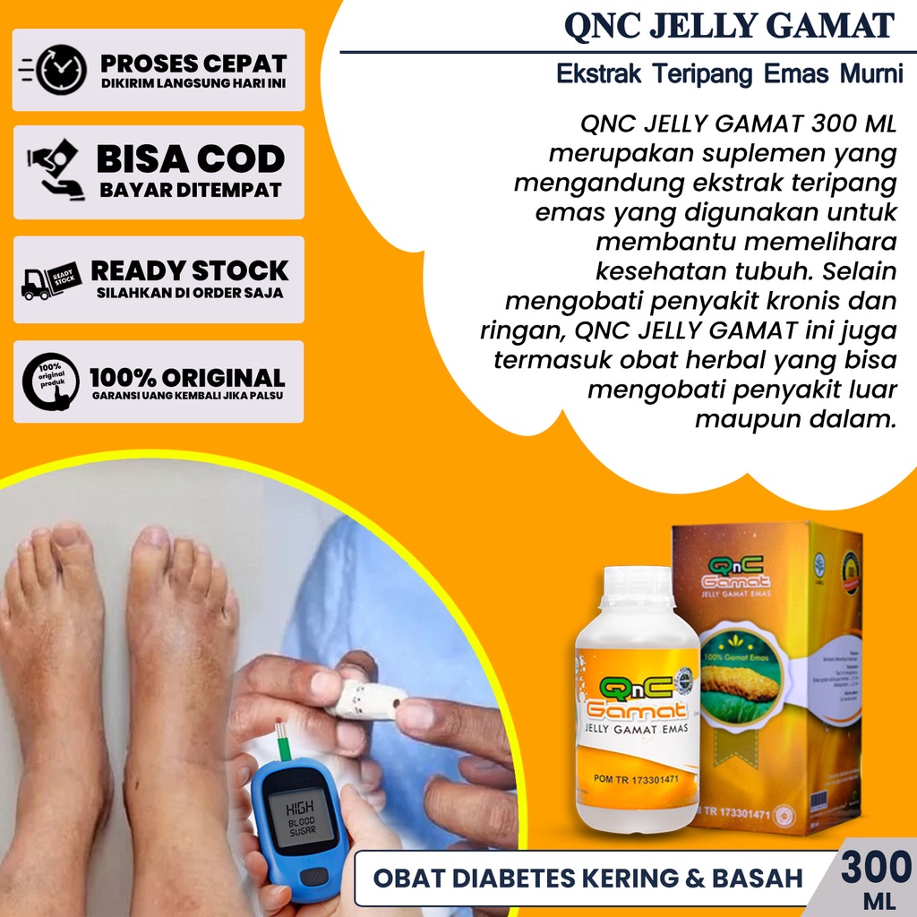 QnC Jelly Gamat Emas Asli 100% Original  Ekstrak Teripang Emas Obat Herbal Untuk Diabetes Kering dan
