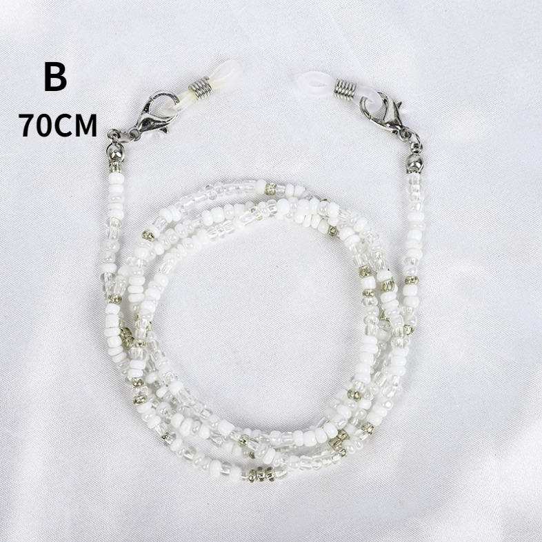 Korean Fashion Water Cube Transparent Crystal Rice Bead Mask Chain