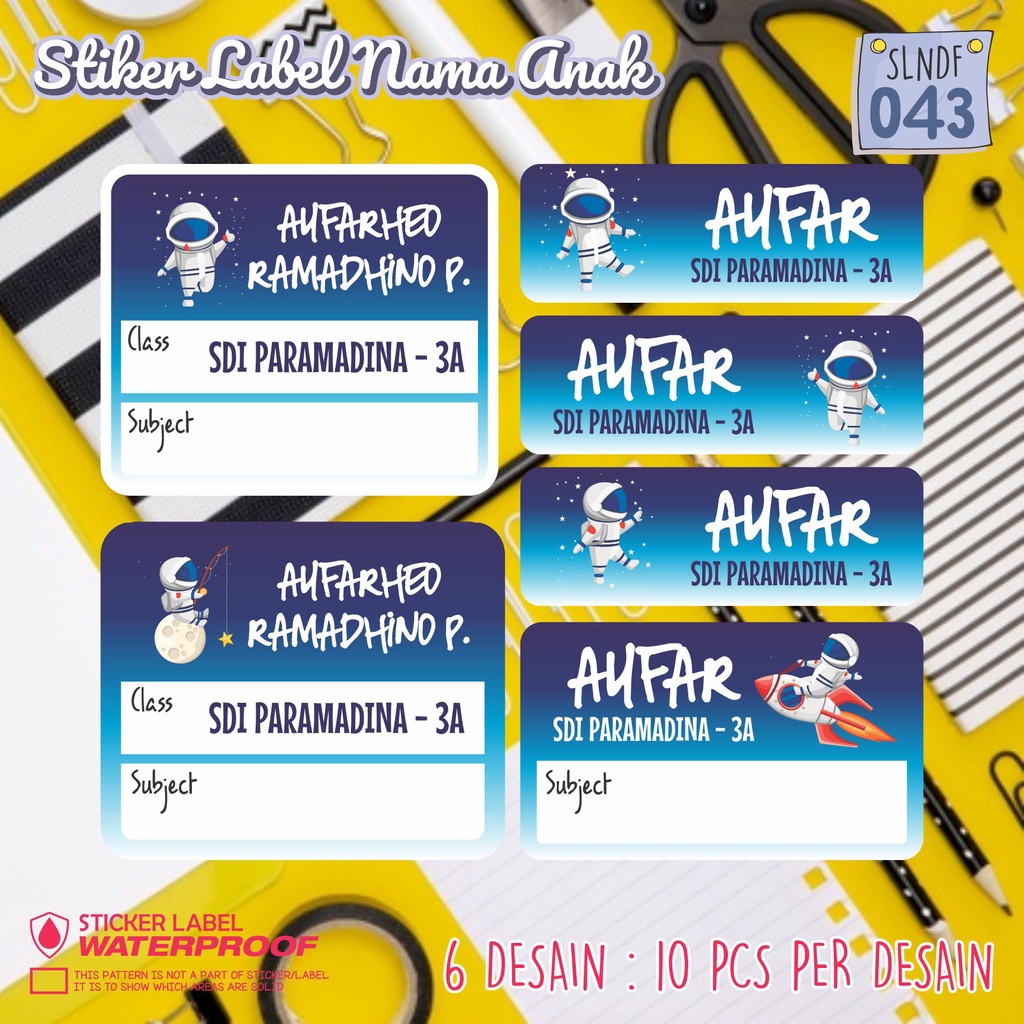 

stiker label nama waterproof anak murah sekolah sepatu buku SLNDF 043