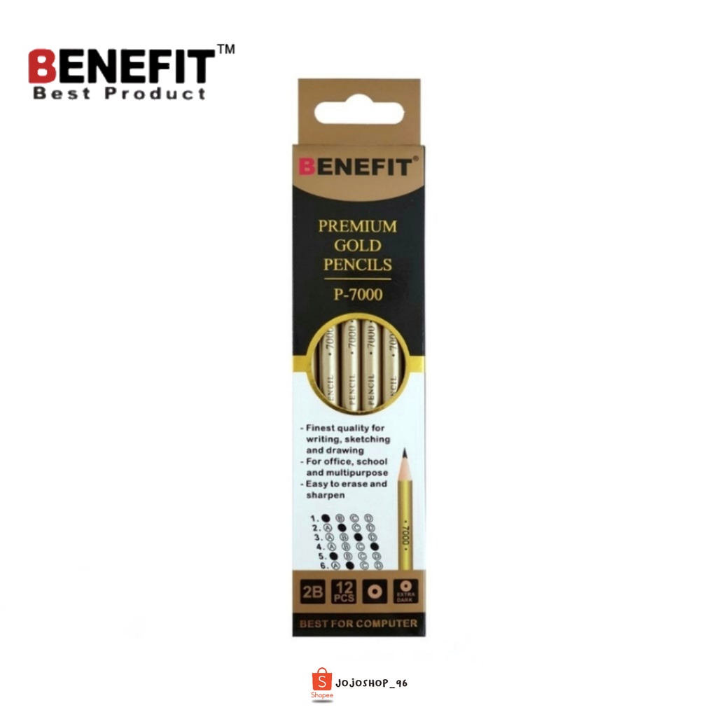 

Pensil 2B BENEFIT P-7000 Premium Gold Best for Computer German Lead & Non Toxic (12pcs)