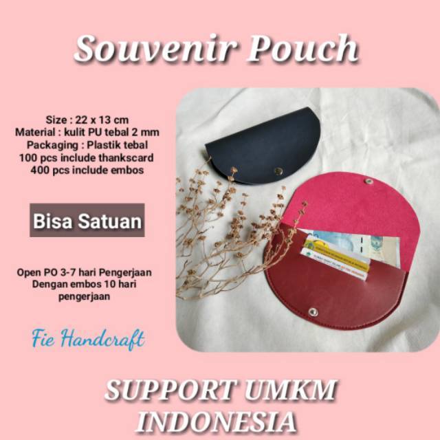 Souvenir pernikahan pouch kulit imitasi murah travel Pouch