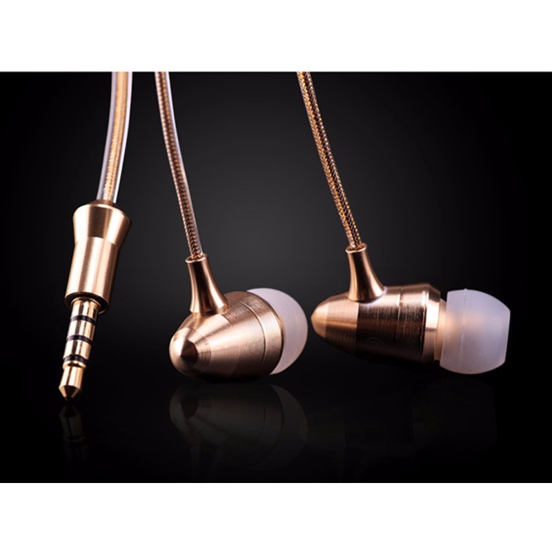 Powerful Bass Headset Gold Bullet HiFi Earphone Premium Metal With Mic