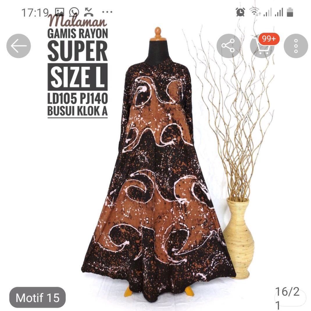 ( Size M ) Gamis Rainbow Rayon Super Busui 100% Batik Non Printing