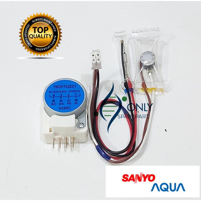 1 SET Timer Defrost Bimetal fius Kulkas AQUA 2 Pintu / Timer kulkas Aqua sanyo dua pintu