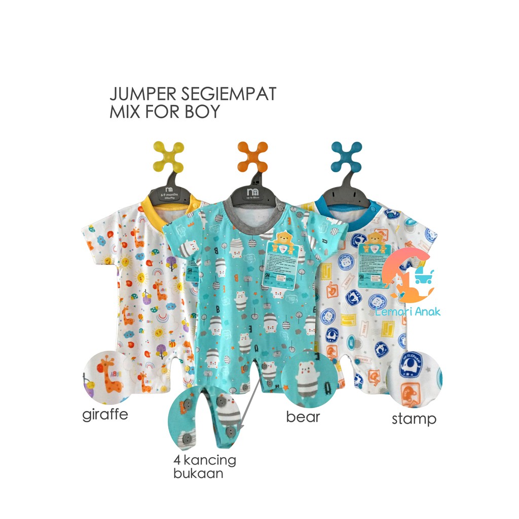 LIBBY Baju  Kodok  Segiempat Jumper Pendek MIX For Boy 0 3 
