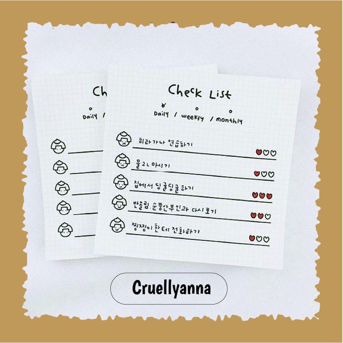 

[Cruell] 30 Lembar 80 GSM GRID CHECKLIST Memo Note Paper Notepad sticky notes (bisa menempel) - 031