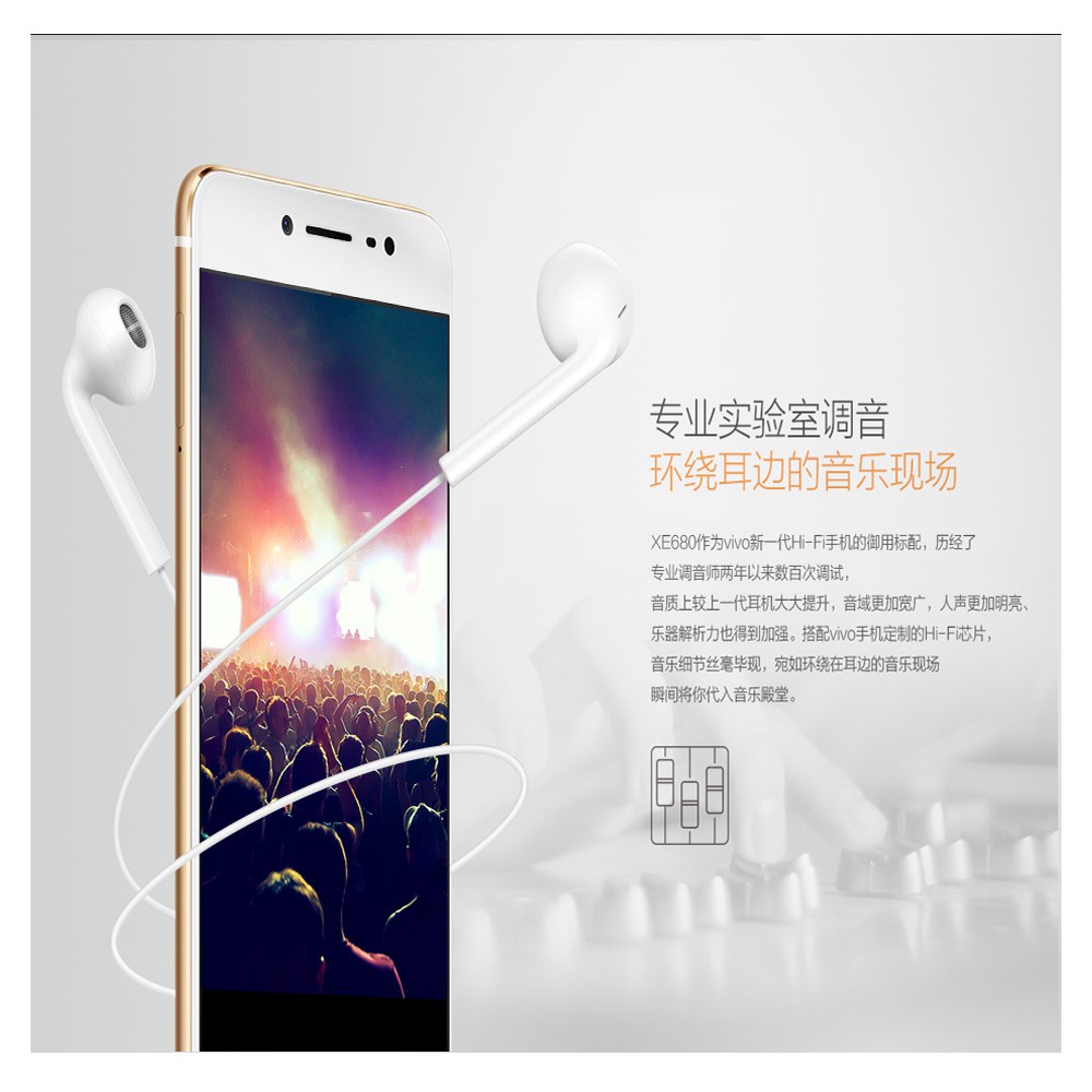 Handsfree Vivo XE680 Vivo V5 HIFI / Headset Vivo / Earphone Original 100% earphone vivo ORI handfree VIVO XE680i Handsfree Vivo Y53 Y12 Y15 Y17 Y19 Y93 Y95 Y20 Y30 Y505