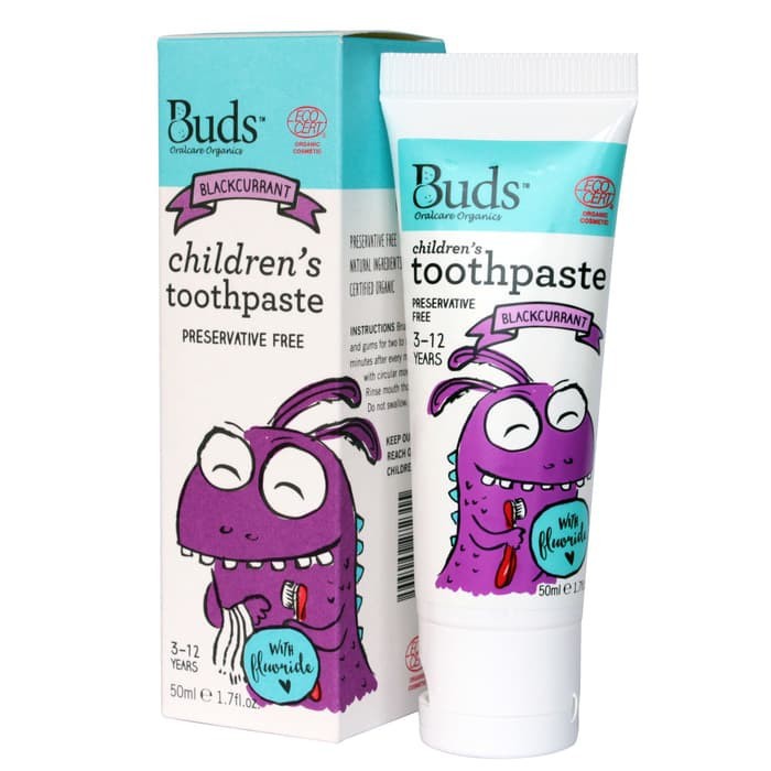 BUDS TOOTHPASTE WITH FLUORIDE BLACKCURRANT 50ML (3-12 YEARS)