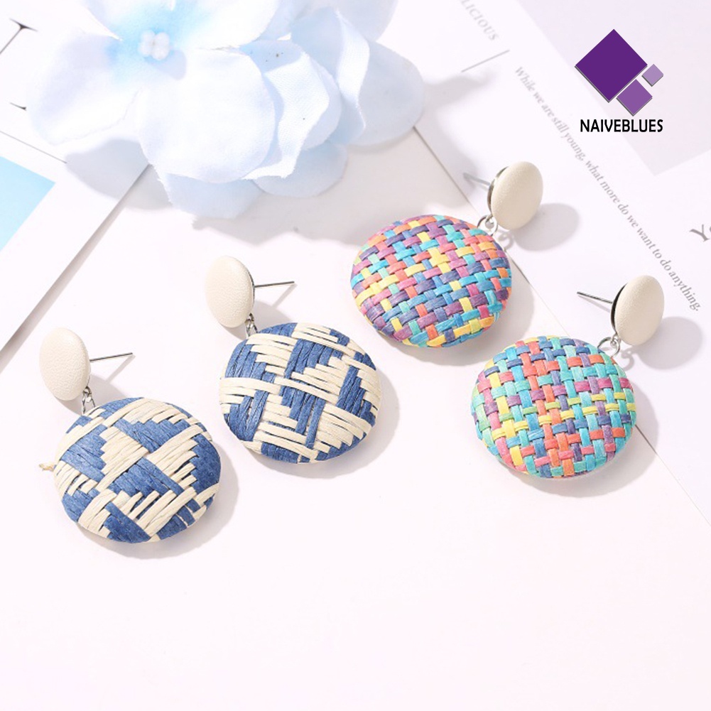 Anting Stud Bentuk Bulat Geometris Gaya Boho Untuk Wanita