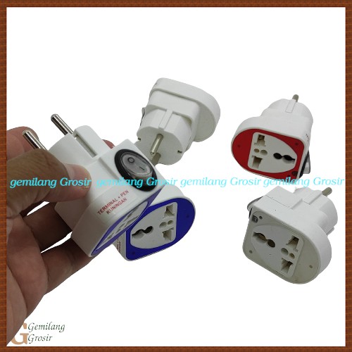 Colokan Sambungan Serbaguna Penghubung Adaptor / Charger Laptop Casa Hp Iphone Gepeng Pipih Ke Bulat 3 Lubang 2 Kaki - Colokan Over Steker Saklar On Off Merk LOYAL - Saklar Multi International Merk Loyal Dengan Saklar On Off