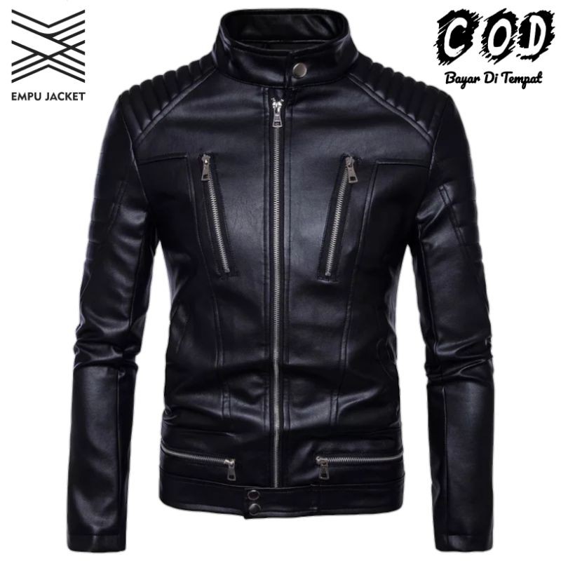 Jaket Kulit Sintetis Pria Jaket Semi Kulit Sintetis Jaket Touring Bikers Rider Harian Bahan Premium