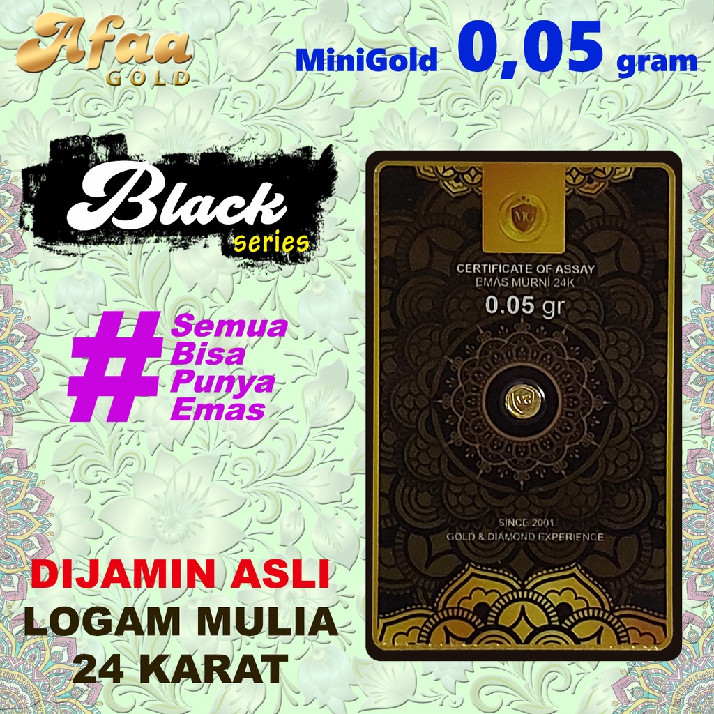 Black Series Minigold 0.05 gram ASLI Logam Mulia Emas Murni 24 Karat bersertifikat dan berkuitansi